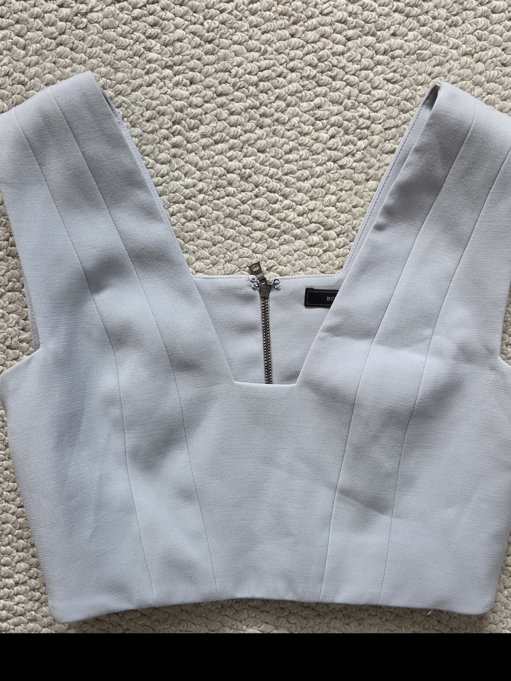 BCBGMaxAzria Light Gray Square-Neck Crop Top
